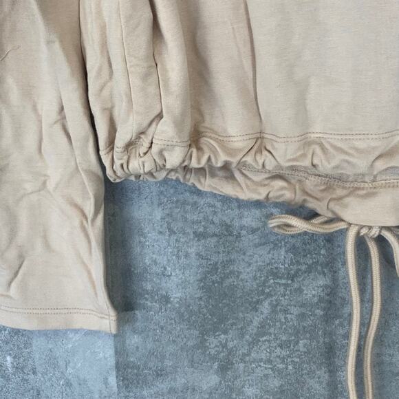SOPHIE RUE Tan Crewneck Drawstring Hem Pullover Long Sleeve Sweater SZ S - Picture 6 of 8